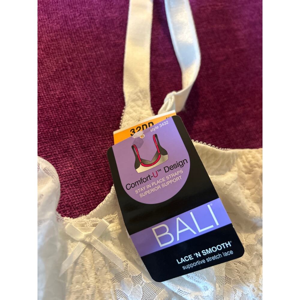 BALI Lace 'N Smooth Underwire Bra Size 32DD 32E NWT New with Tag White 1 - Picture 2 of 5